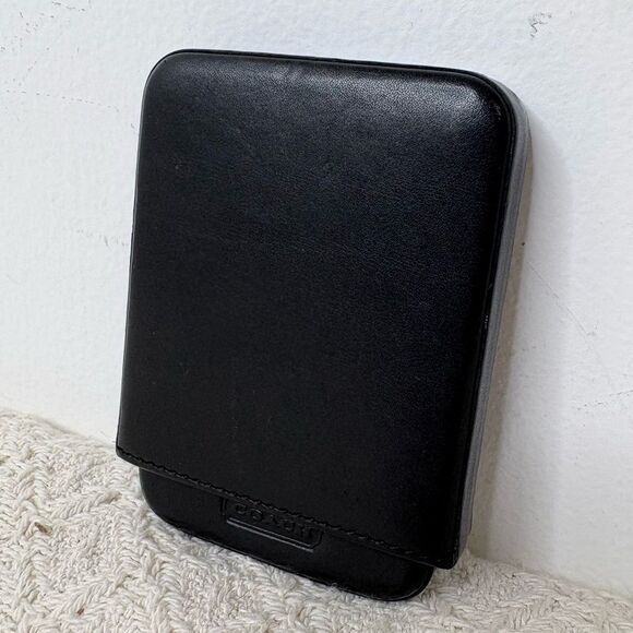 90s Vintage Coach Structured Business Card Holder 4568 Black Leather Case - Picture 1 of 8